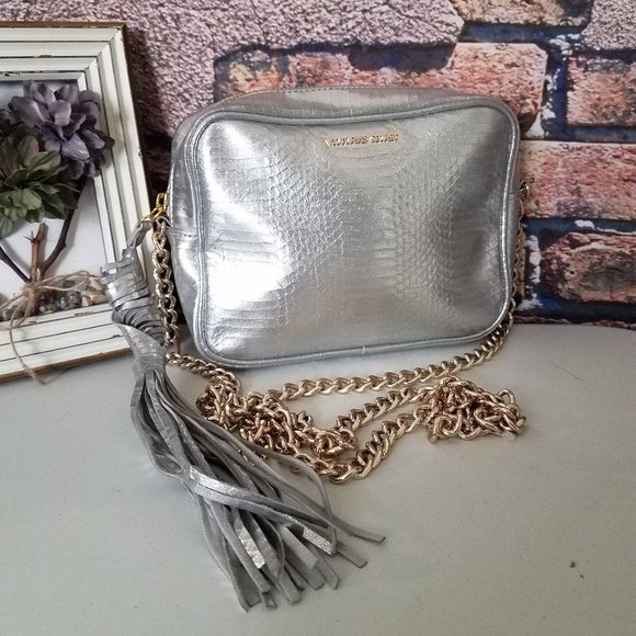Silver Tassel Charm Gold Chain Strap Crossbody - Picture 1 of 4
